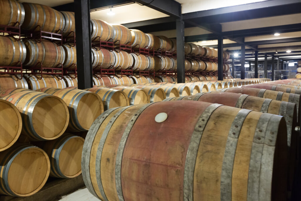 Barriques de vin en intérieur